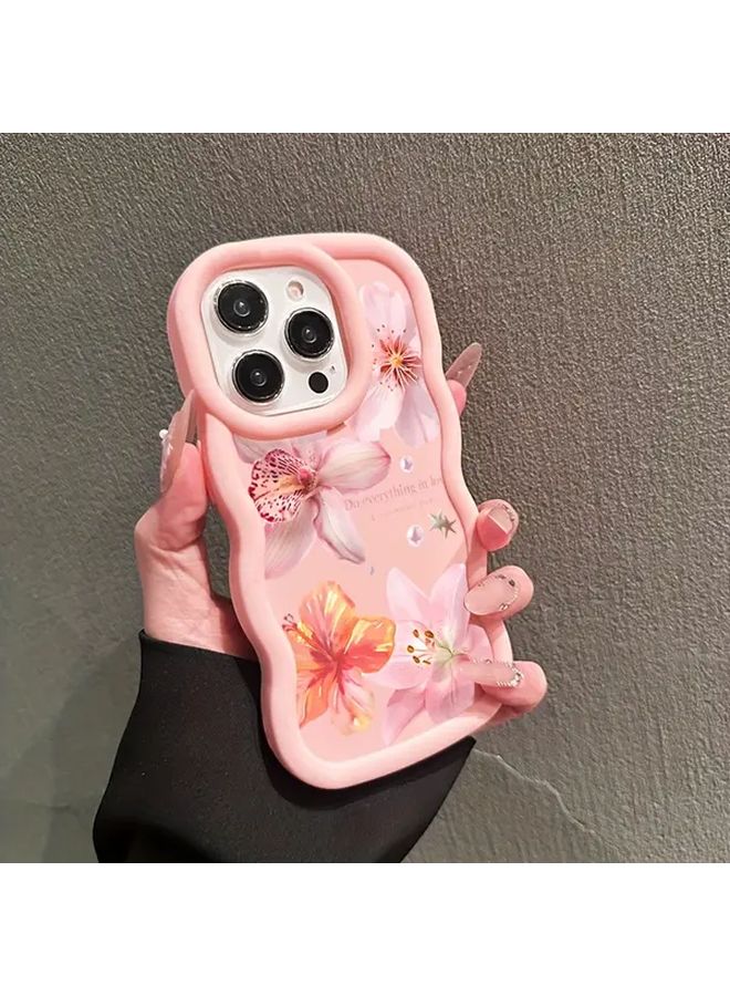 Pink Lily Print Shockproof Phone Case Compatible with iPhone 17 Pro Max and Samsung Galaxy Series - Image 1
